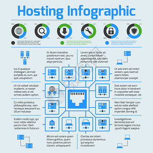 托管计算机网络互联网技术信息图集矢量图图片