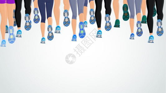 慢跑的人分跑步的人腿后视图背景矢量插图插画