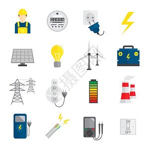 电能累加器图标平样式矢量插图背景图片