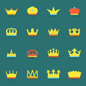 观赏帝国古典君主皇帝骑士冠纹章元素化身收集平抽象孤立矢量插图图片