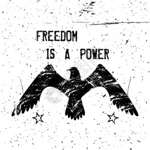 鹰与的倒翼轮廓象征自由权力海报打印图标抽象矢量插图图片
