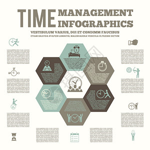 时间管理信息布局海报与队工作策略列表待办计划闹钟矢量插图图片