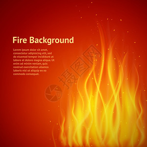 燃烧热火焰营火热击实火红色背景矢量插图背景图片
