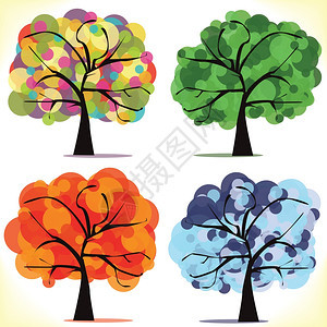 抽象矢量季节树图片