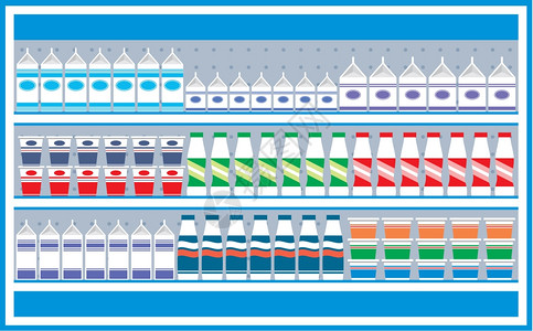 乳制品的超市货架图片