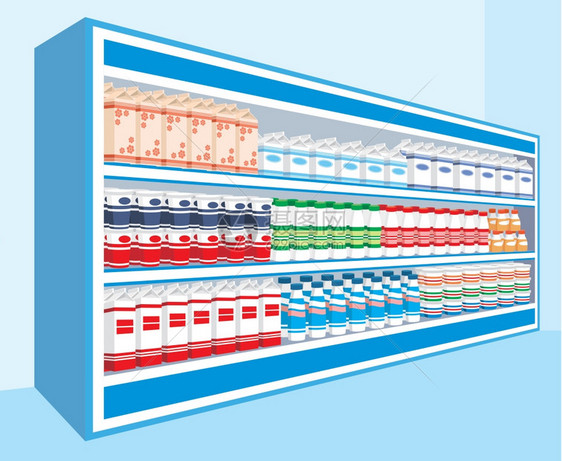 乳制品的超市货架图片