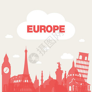 欧洲旅行度假旅行欧洲旅行假日旅行矢量背景图片