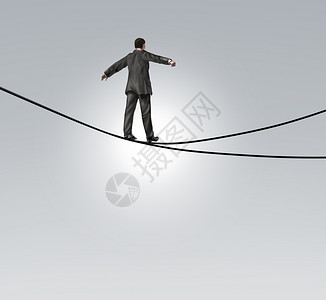 商业持高度的钢丝或紧线走在高度的紧身线或丝上两条截然相反的方向是一种困难和危险的两处境从而保持平衡形成风险决定和选择商业概念设计图片