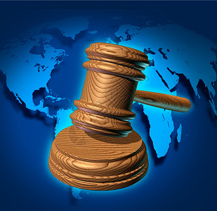 全球法律和国际商业司法制度由官大锤或棒根据政府条例作出判断背景是一张世界图片