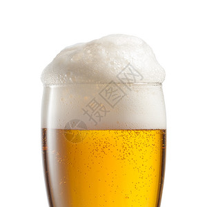 有泡沫的啤酒玻璃杯图片