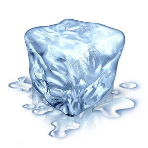 以白色背景的融化水滴作为冷饮冰清水的象征或作为淡水和冷冻的象征以帮助克服热量图片