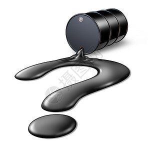 石油和天然气价格未来前景对原油桶的价值提出疑问以号表示燃料溢漏作为预测能源和全球石油工业的象征图片