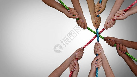 理念概念团结互助作为企业团队合的理念与不同人携手合作以强有力的