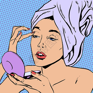 洗完澡出来化妆的女生流行艺术图片