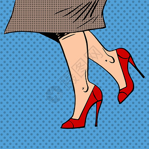 红色高跟鞋和小腿流行艺术高清图片