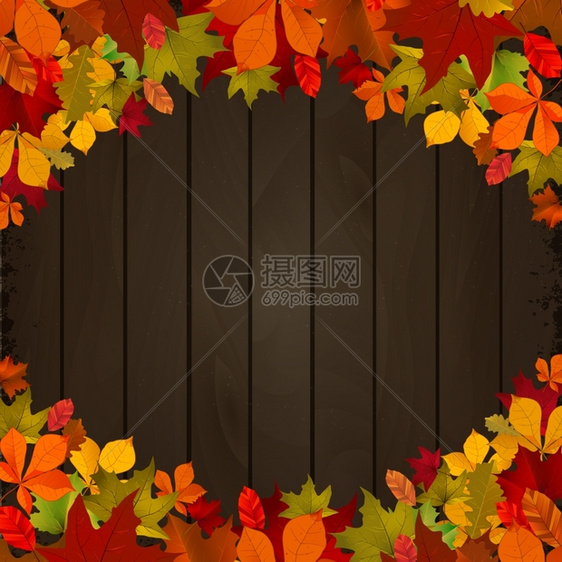 暗木本底的秋叶传单海报矢量图设计元素图片