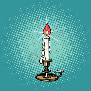古老的宗教蜡烛火焰矢量卡通元素图片