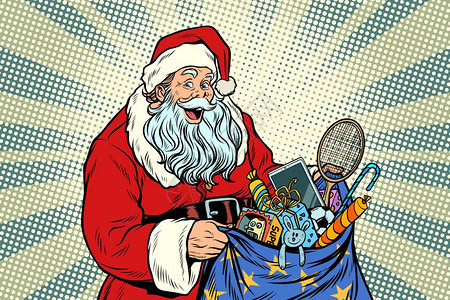 圣诞老人和礼物图片