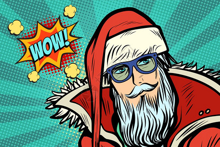 圣诞老人的胡子流行艺术戴眼镜的圣诞老人设计图片