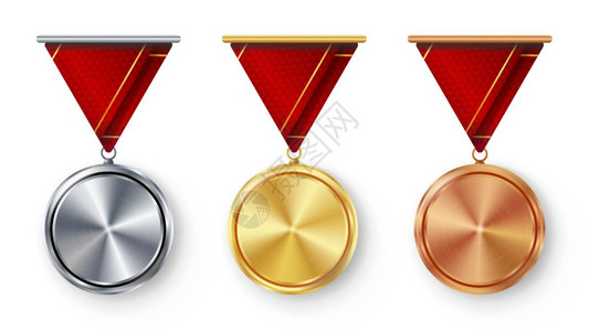 红丝带金银铜冠军奖牌卡通元素背景图片
