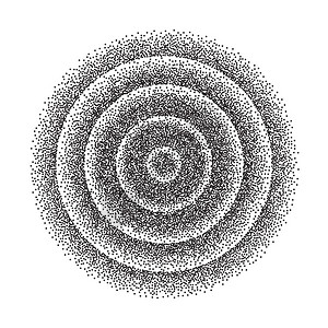 抽象几何形状矢量黑色圆形胶片粒子噪音细纹理虚写刻画矢量黑色圆形半调背景图片