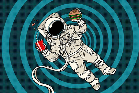 波普艺术吃快餐的宇航员图片