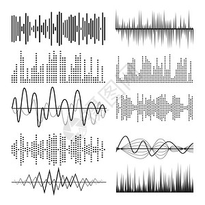 音乐声波脉冲抽象矢量音频技术脉冲或响图表等波高清图片