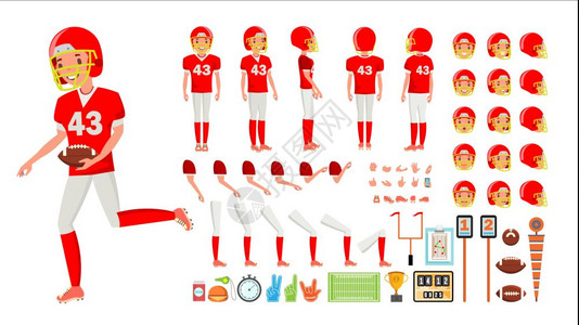 橄榄球运动员矢量动画元素合集图片