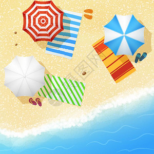 沙滩上遮阳伞矢量插图图片