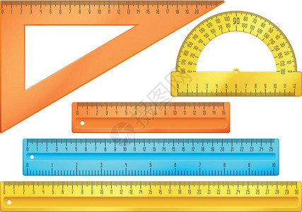 彩色测标尺三角和减量器测量工具图片
