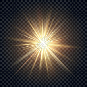 矢量现实的星爆照明效应黄太阳有射线在透明背景下发光矢量现实的星爆照明效应在透背景下发光亮星照图示图片