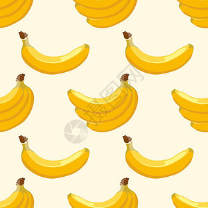 黄色香蕉无缝背景热带水果插图图片