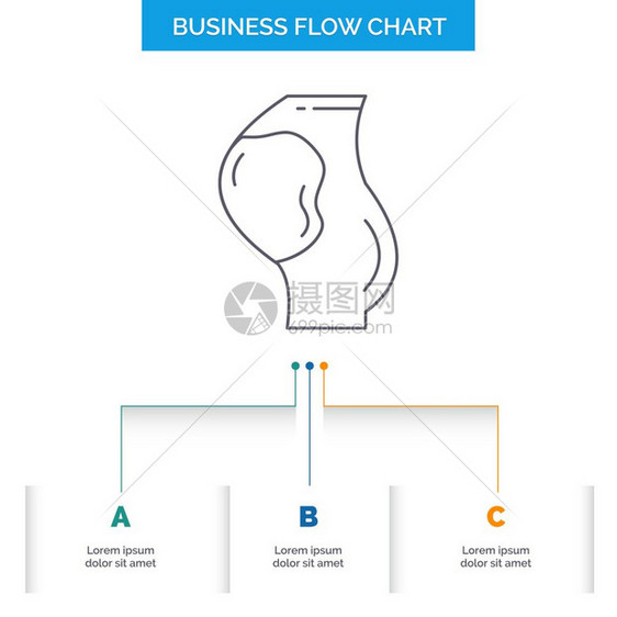 3个步骤的胎儿商业流程图设计图片