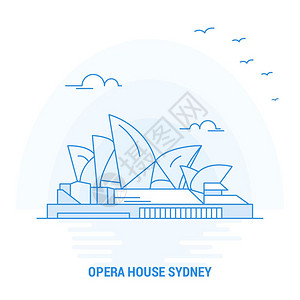 歌剧院蓝色地标背景和海报模板图片