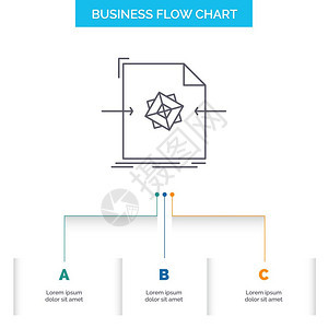 3d文件对象有3个步骤的业务流程图设计处理图片
