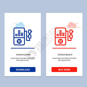 音乐mp3游戏教育蓝色和红下载模板图片