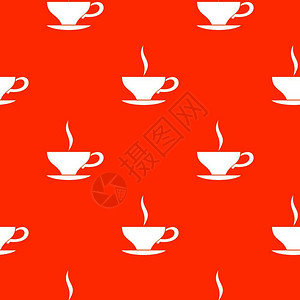 茶杯红色图案背景矢量设计元素图片