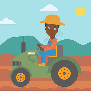 在农田里开拖拉机的非裔女性农民图片