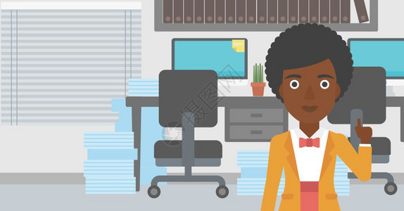 一名站在办公室里乐观的非裔女商人背景图片