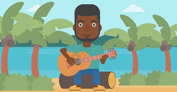 一位弹吉他的非裔男子图片