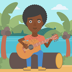弹吉他的非裔女子图片