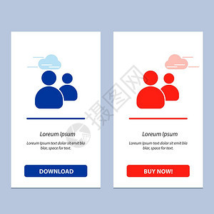朋友团体用户蓝和红色团队下载购买网络元件卡模板图片