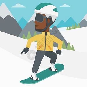 一名在雪峰上滑雪的非裔男子图片