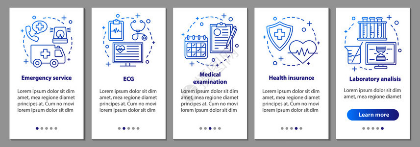 救护车检查例如健康保险实验室分析步骤图示说明uxig矢量图解图片