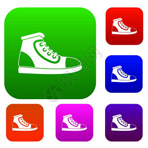 运动鞋彩色图标矢量设计元素图片