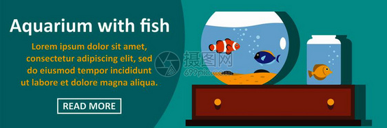 鱼缸水族馆与鱼类矢量背景图图片