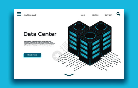 等量服务器计算机营销分析或引擎统计存储工作站矢量设计数据中心着陆页面等量服务器矢设计背景图片