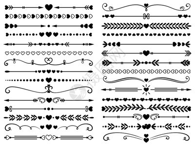 红心边框分隔符装饰线条矢量图片