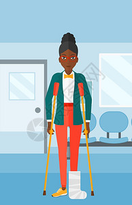 非洲美国妇女骨折医院建筑背景插画图片