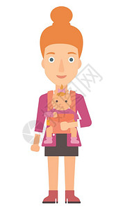 一名抱着婴儿的妇女卡通矢量人物图片